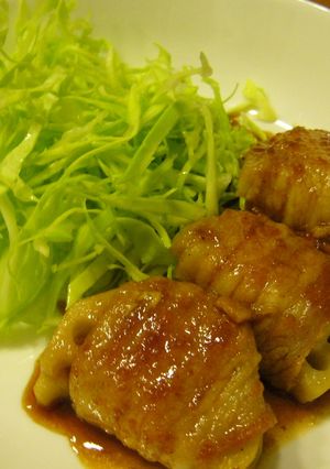 れんこんの豚肉巻き☆しょうが焼き風-レシピのメイン写真