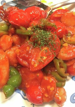 ピーマンとトマトのナポリタン炒め-レシピのメイン写真