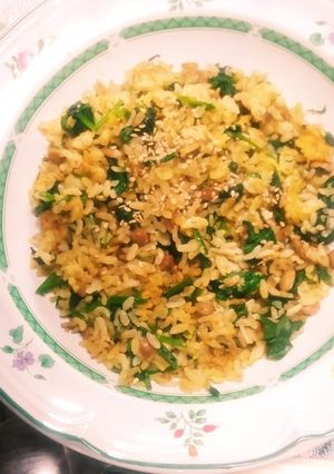 卵と納豆とサラダほうれん草の炒飯-レシピのメイン写真