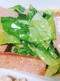 材料4つ!スパムとサラダ菜マヨ醤油炒め☆-レシピのメイン写真