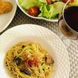 秋刀魚シメジ白ネギのアーリオオーリオ
