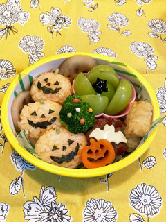 幼稚園年少ハロウィンかぼちゃ三兄弟お弁当-レシピのメイン写真