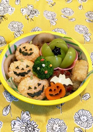 幼稚園年少ハロウィンかぼちゃ三兄弟お弁当-レシピのメイン写真