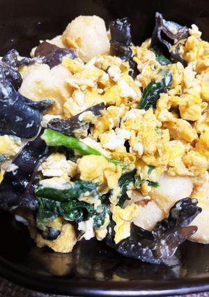 3分で　お麩キクラゲほうれん草卵-レシピのメイン写真