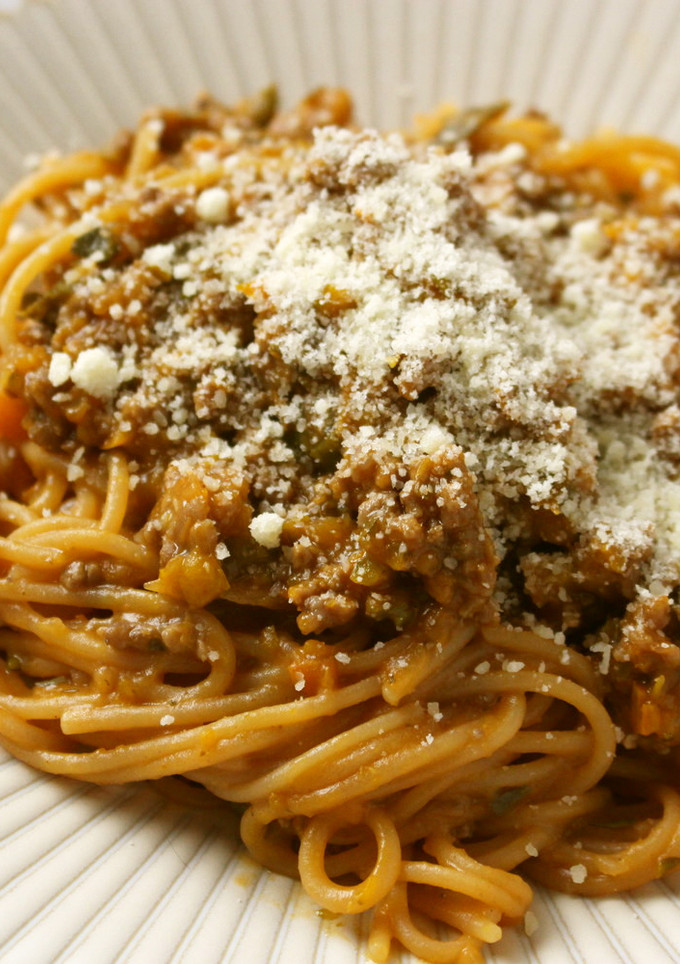 食ロス削減☆かぼちゃの皮のミートソース-レシピのメイン写真