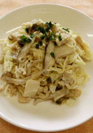 ひき肉ときのこのクリームそうめん-レシピのメイン写真