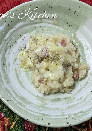 簡単きのこキャベツベーコンの豆乳リゾット-レシピのメイン写真