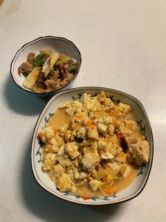 入り豆腐、肉野菜炒め-レシピのメイン写真
