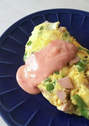 魚肉ソーセージとピーマンの簡単オムレツ-レシピのメイン写真