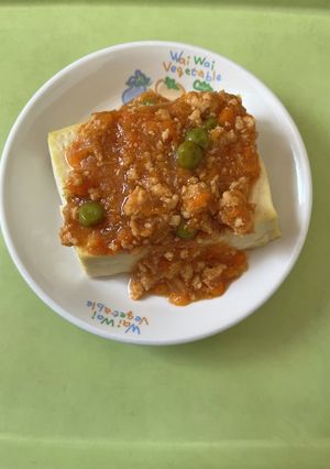 【保育園】豆腐ステーキのミートあんかけ-レシピのメイン写真