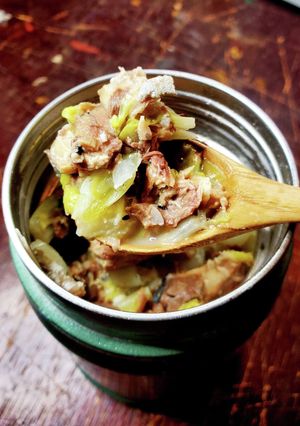 サバ缶と白菜でクリームスープジャー食-レシピのメイン写真
