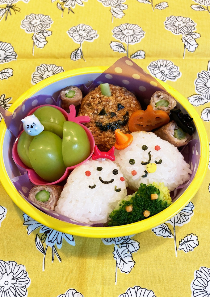 幼稚園年少　ハロウィンおばけ　お弁当-レシピのメイン写真