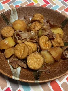 超簡単☆田舎風!豚バラがんもじゃがの煮物-レシピのメイン写真