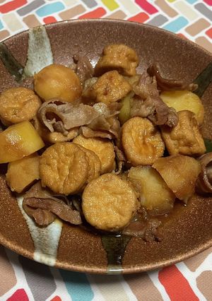超簡単☆田舎風！豚バラがんもじゃがの煮物-レシピのメイン写真