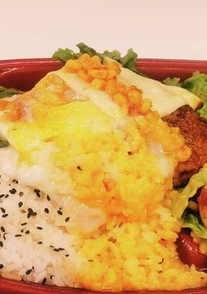 “目玉焼き&温泉タマゴの玉々ハンバーグ”-レシピのメイン写真