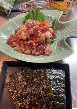 お刺身のナムル(韓国海苔を添えて)-レシピのメイン写真
