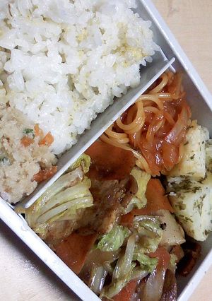 【弁当】ごま油野菜炒めとのり塩男爵-レシピのメイン写真