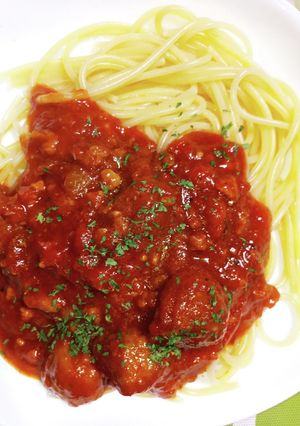 分量を量らずに！トマトミートパスタ！！-レシピのメイン写真