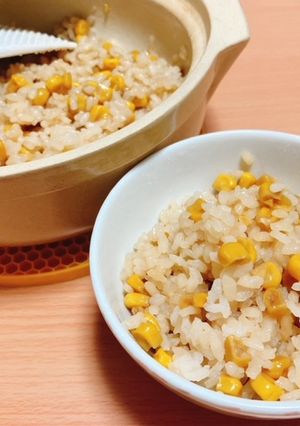 土鍋で炊く焼きトウモロコシ風ごはん-レシピのメイン写真