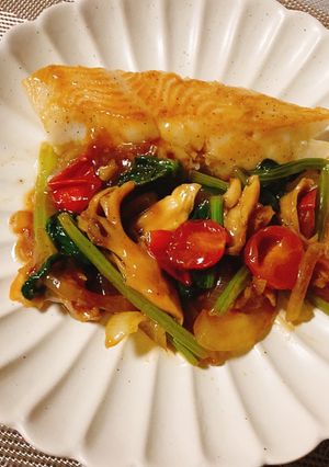 甜麺醤で、カラスカレイの野菜餡かけ-レシピのメイン写真