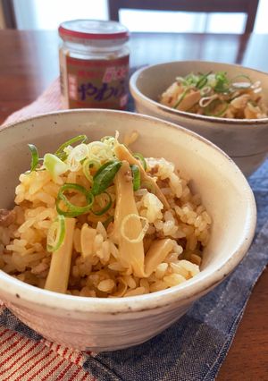 穂先メンマとそぼろの炊き込みご飯-レシピのメイン写真