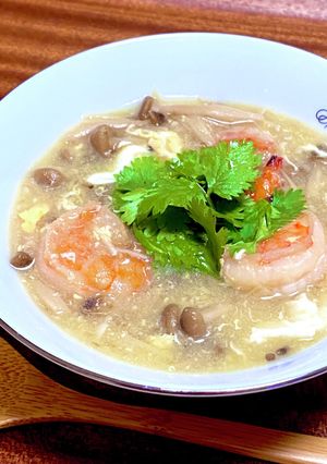 ポン酢で海老ときのこのかきたま酸辣湯-レシピのメイン写真