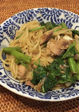 15分で空芯菜と鯖缶のパスタ〜訪問介護編-レシピのメイン写真