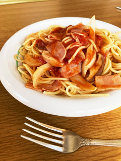ベーコン&椎茸の和風トマトパスタ-レシピのメイン写真