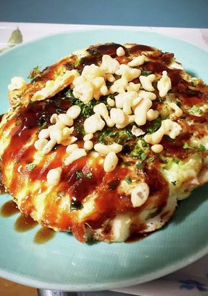 チーズちくわ入りキャベツ焼き(タレ捕捉)-レシピのメイン写真