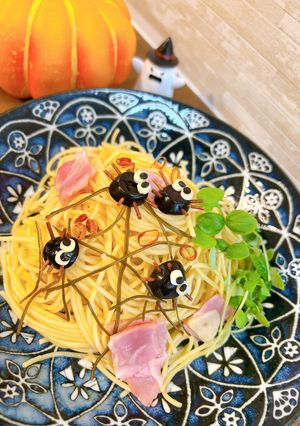 ハロウィン☆蜘蛛が住んでるペペロンチーノ-レシピのメイン写真