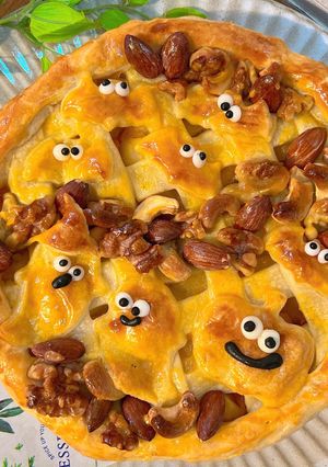 ハロウィン☆カボチャとりんごのデコパイ-レシピのメイン写真