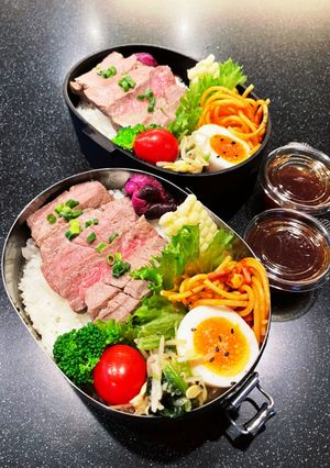 高校生弁当2022 10月17ステーキ-レシピのメイン写真