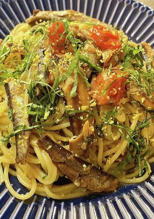 業務スーパー缶詰め使用！イワシ大葉パスタ-レシピのメイン写真