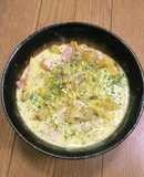 ポテトベーコンのコーンスープパスタ♪