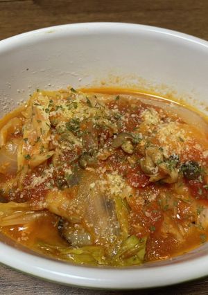 キャベツトマト煮！フライパンで無水調理！-レシピのメイン写真