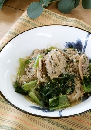 112.ひじき入り肉団子と小松菜のうま煮-レシピのメイン写真