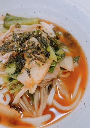 小松菜キムチうどん-レシピのメイン写真