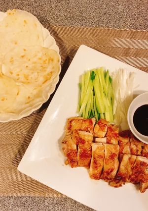 米粉入りの皮と鶏もも肉で、北京ダック風-レシピのメイン写真
