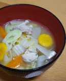 かぼちゃだんごと根菜のほっこり味噌汁