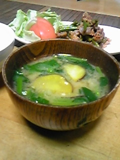 さつま芋とほうれん草のお味噌汁-レシピのメイン写真