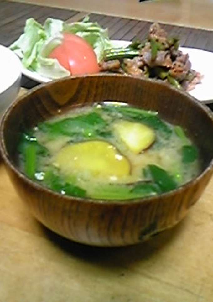 さつま芋とほうれん草のお味噌汁-レシピのメイン写真