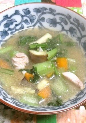 小松菜1袋と鶏肉のほっこり味噌汁-レシピのメイン写真