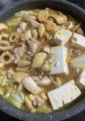 冷蔵庫残り物鶏肉なんちゃってモツ鍋風-レシピのメイン写真