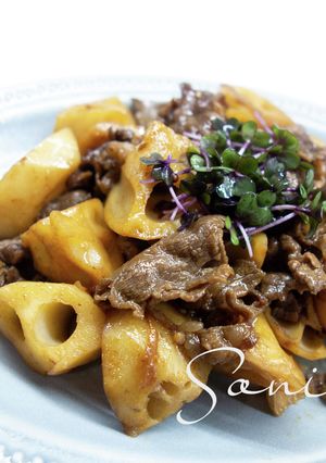 秋のれんこんと牛肉の*しぐれ煮バルサミコ-レシピのメイン写真