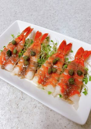 蒸しエビでおつまみ♪アンチョビソース-レシピのメイン写真