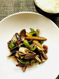 茄子と牛ハラミの味噌炒め 新米を美味しく-レシピのメイン写真