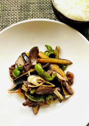 茄子と牛ハラミの味噌炒め　新米を美味しく-レシピのメイン写真