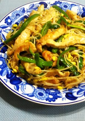 米粉で柔らか♪鶏胸肉とピーマンの炒めもの-レシピのメイン写真