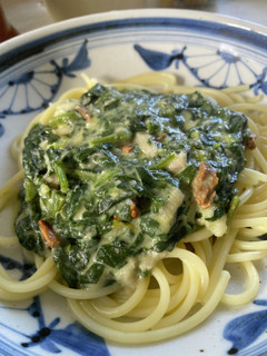ほうれんそうと里芋のミルクパスタ-レシピのメイン写真