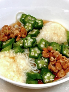 オクラ納豆ねばねば冷やし麺-レシピのメイン写真